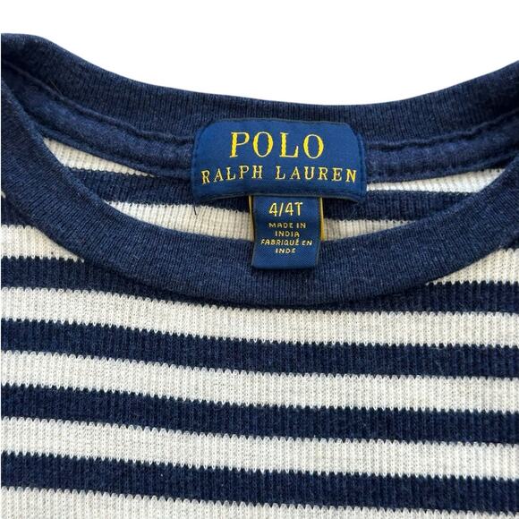POLO RALPH LAUREN Navy Striped Top 4/4T - Picture 3 of 4